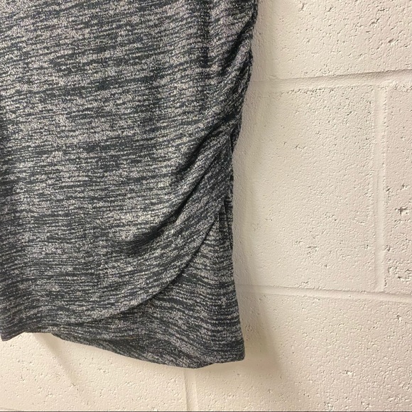 MONK & LOU Gray Marled Ruched Wrap Mini Skirt - Picture 2 of 5